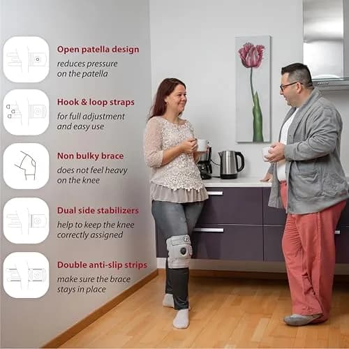 KARM Plus Size Knee Brace for Women & Men XL/XXL/3XL Gray | Adjustable Fit Orthopedic Brace thumbnail 3