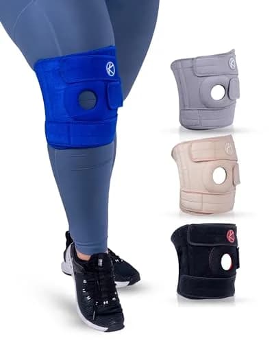 KARM Plus Size Knee Brace for Women & Men XL/XXL/3XL Blue | Adjustable Support with Side Stabilizers & Open Patella thumbnail 1