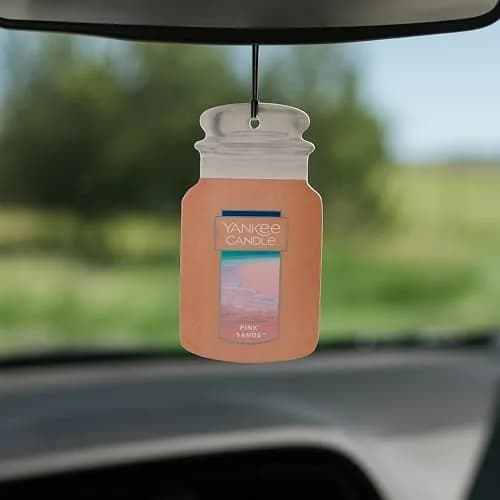 Yankee Candle Pink Sands Paper Car Jar Air Freshener, Pack of 2 | Exotic Island Escape Fragrance thumbnail 4