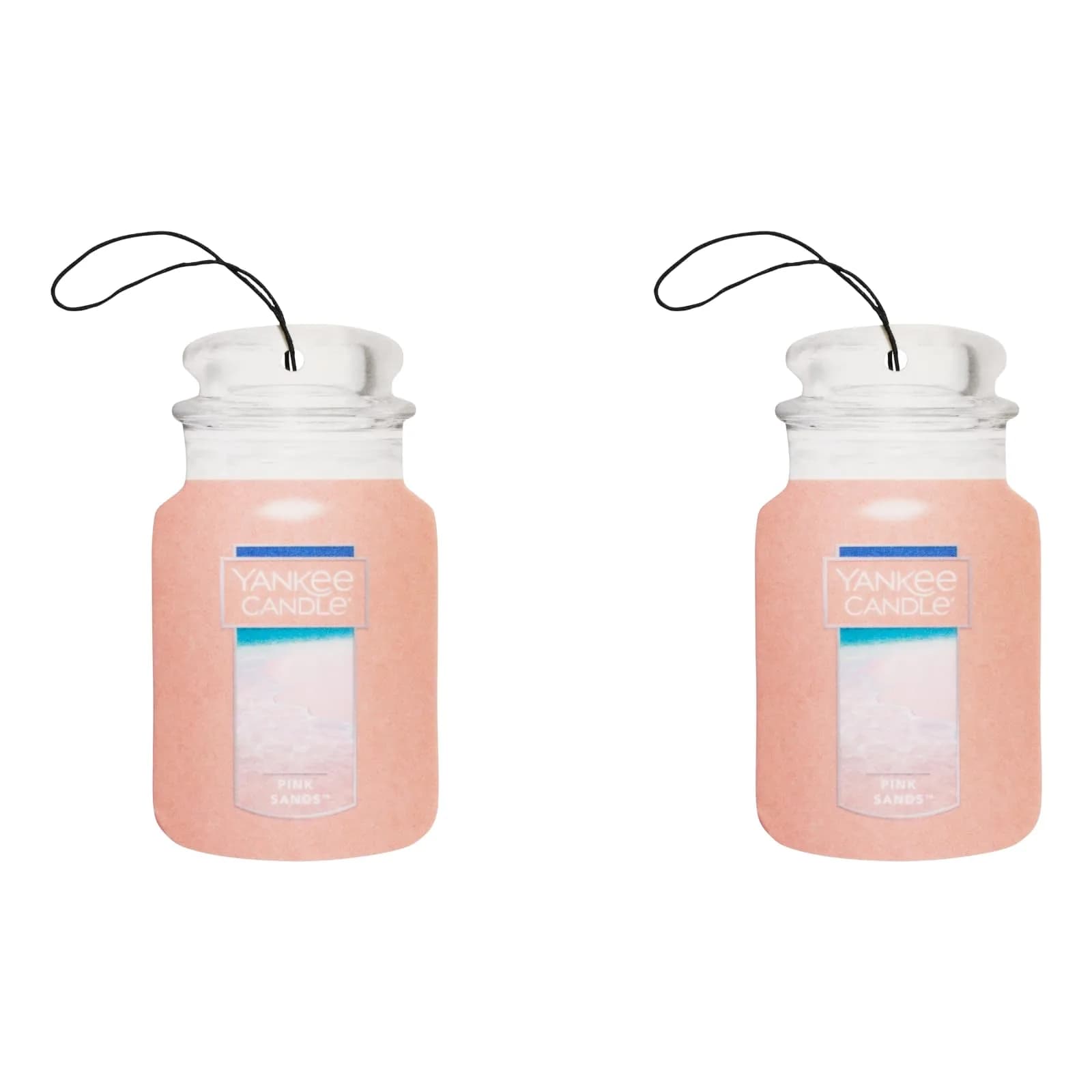 Yankee Candle Pink Sands Paper Car Jar Air Freshener, Pack of 2 | Exotic Island Escape Fragrance — Pink