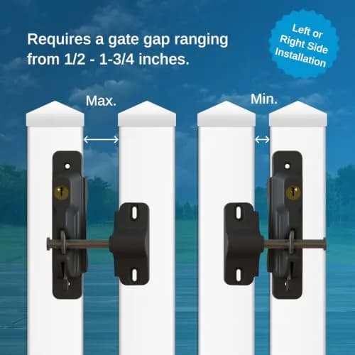 Weatherables Keystone 1-Sided Heavy Duty Lockable Gate Latch | Nylon Polymer Fence Gate Lock (1-Sided, Heavy Duty, Lockable) thumbnail 6