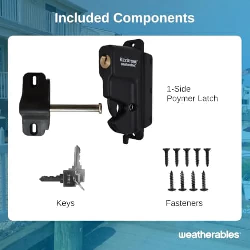Weatherables Keystone 1-Sided Heavy Duty Lockable Gate Latch | Nylon Polymer Fence Gate Lock (1-Sided, Heavy Duty, Lockable) thumbnail 8