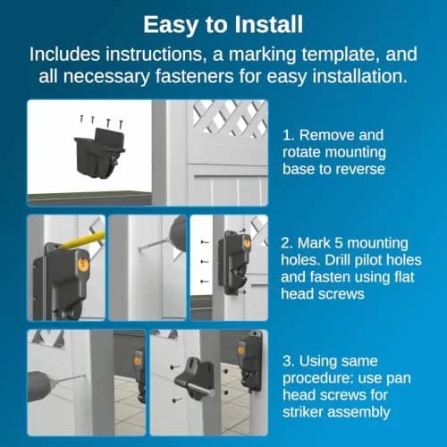 Weatherables Keystone 1-Sided Heavy Duty Lockable Gate Latch | Nylon Polymer Fence Gate Lock (1-Sided, Heavy Duty, Lockable) thumbnail 9