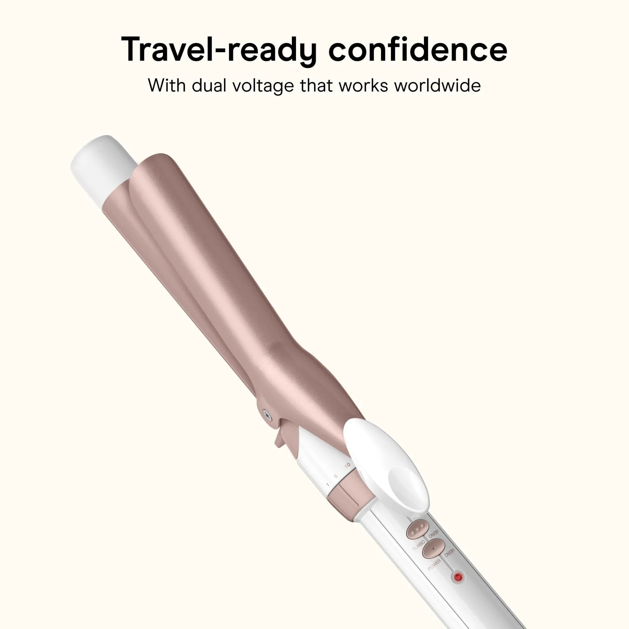 Conair Double Ceramic Curling Iron 1" Barrel White/Rose Gold | Beach Waves & Defined Curls - view 6