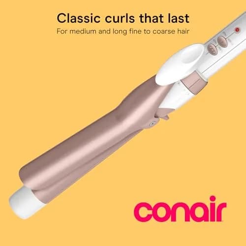 Conair Double Ceramic Curling Iron 1" Barrel White/Rose Gold | Beach Waves & Defined Curls thumbnail 2