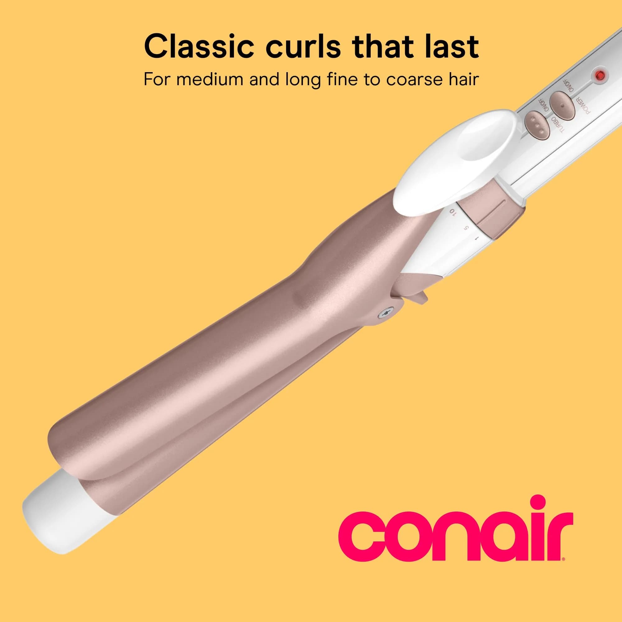 Conair Double Ceramic Curling Iron 1" Barrel White/Rose Gold | Beach Waves & Defined Curls - view 2