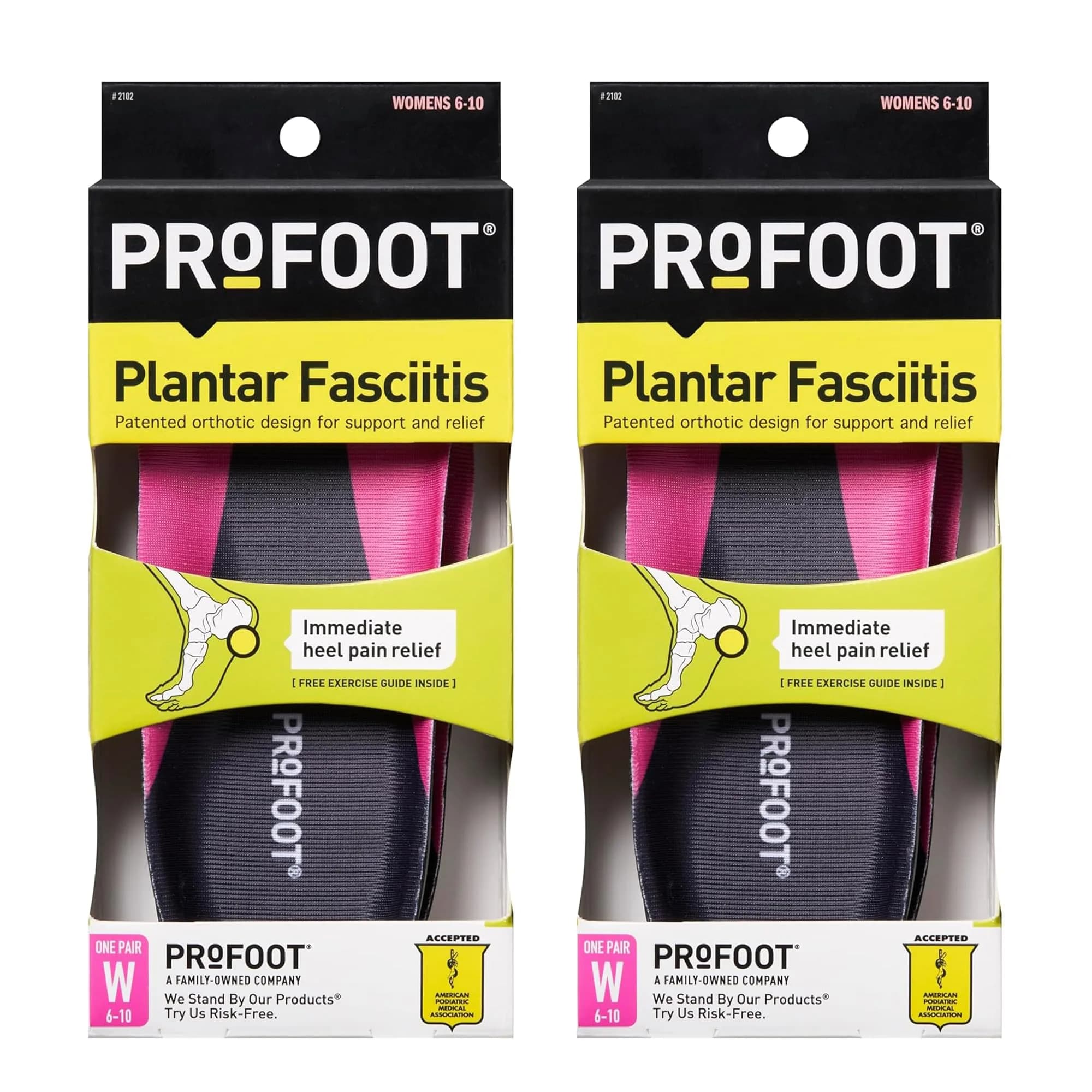 PROFOOT Plantar Fasciitis Orthotic Insoles for Women (Sizes 6-10) – Gel Heel Inserts for Instant Heel Pain Relief & Arch Support (2 Pairs) - main product image