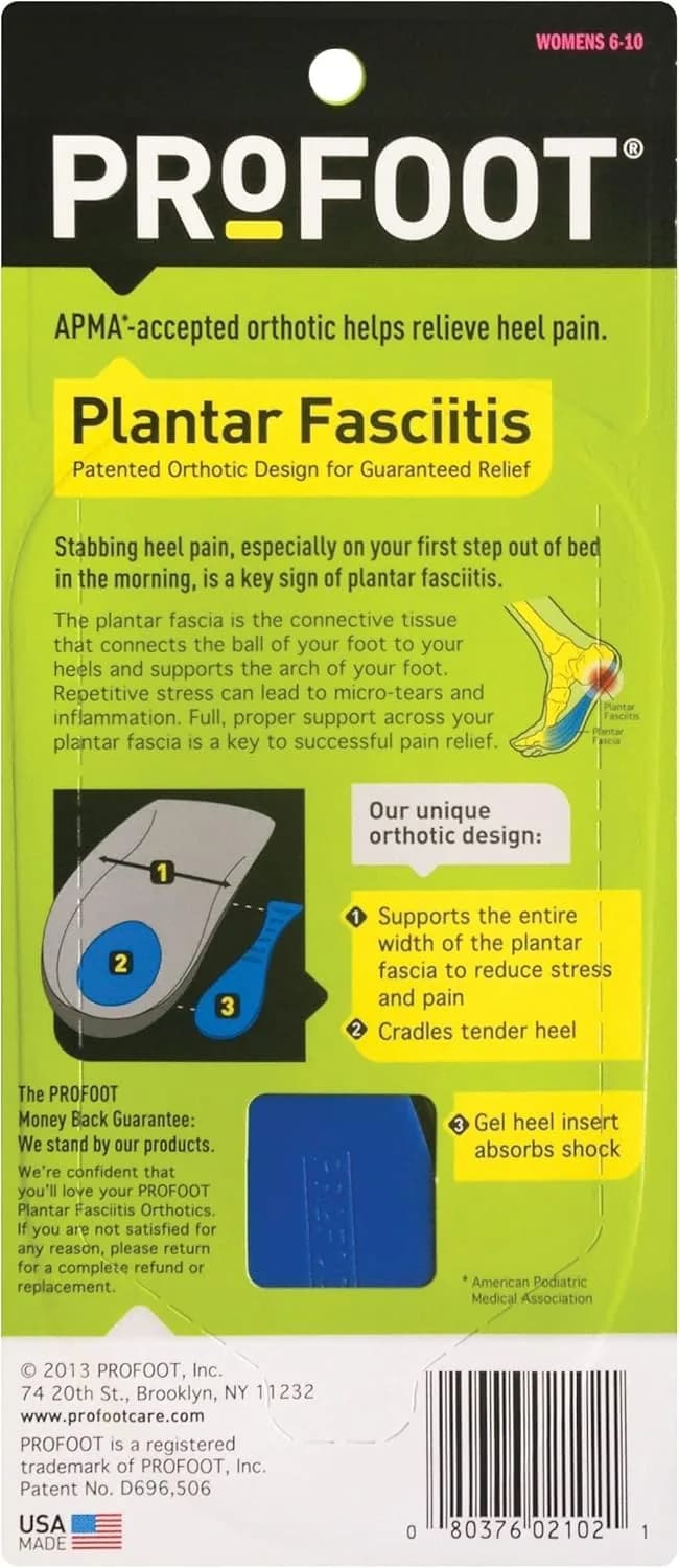 PROFOOT Plantar Fasciitis Orthotic Insoles for Women (Sizes 6-10) – Gel Heel Inserts for Instant Heel Pain Relief & Arch Support (2 Pairs) - view 6