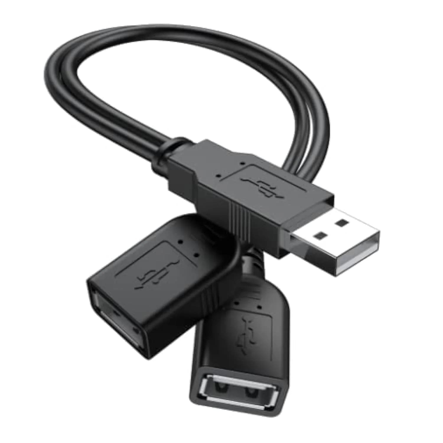 ANDTOBO USB 2.0 Y Splitter Cable 30cm (1 ft) Black | Power & Data Sync for 2 Devices - main product image