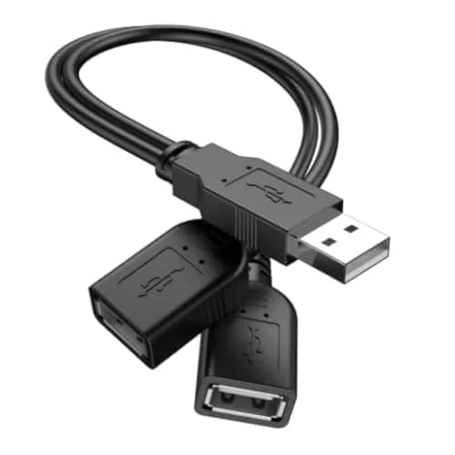 ANDTOBO USB 2.0 Y Splitter Cable 30cm (1 ft) Black | Power & Data Sync for 2 Devices thumbnail 1