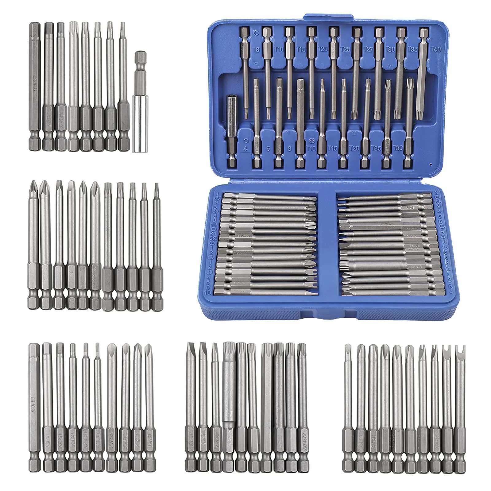 S SUNSBELL 50-Piece Security Bit Set with Magnetic Extension & Case | Alloy Steel, 3-Inch Bits for Electronics & Household Repair — Multi Bit Set