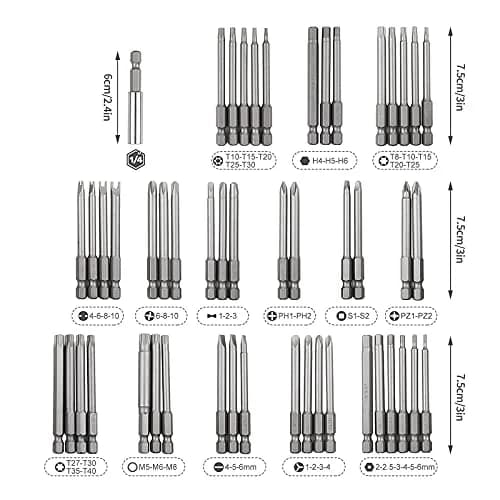 S SUNSBELL 50-Piece Security Bit Set with Magnetic Extension & Case | Alloy Steel, 3-Inch Bits for Electronics & Household Repair thumbnail 2