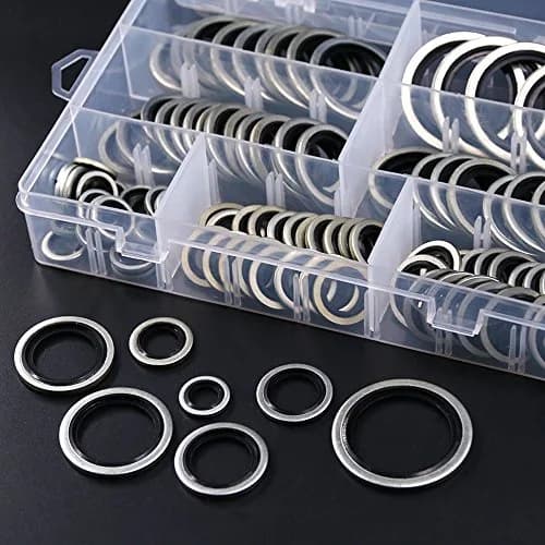 Hilitchi Bonded Seal Washer 7 Sizes | Automotive Self-Centered Oil Gasket Kit (150 pcs, Zinc Steel & Rubber) thumbnail 7
