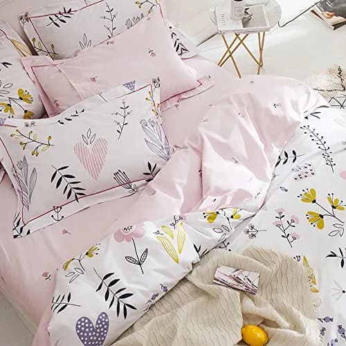 BuLuTu Floral Love Print Girls Duvet Cover Queen | Reversible Cotton Kids Bedding thumbnail 6