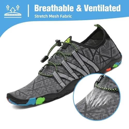 Mishansha Water Shoes for Women Men, Quick-Dry Barefoot Swim Shoes Grey | Non-Slip, Lightweight, for Beach & Water Sports thumbnail 4