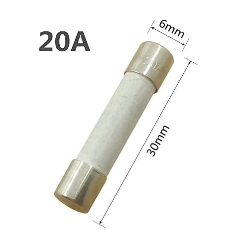 YOLISTIC 20 Amp Slow-Blow Ceramic Fuse 6x30mm (Pack of 10) | Time Delay Protection thumbnail 2