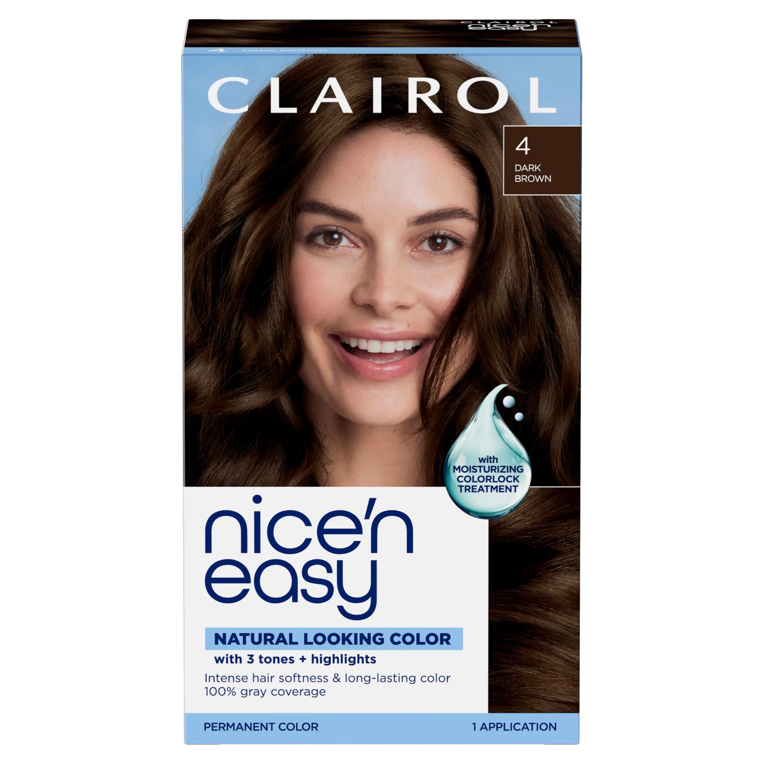 Clairol Nice'n Easy Permanent Hair Dye 4 Dark Brown | 6.26 Fl Oz Pack of 1 - main product image