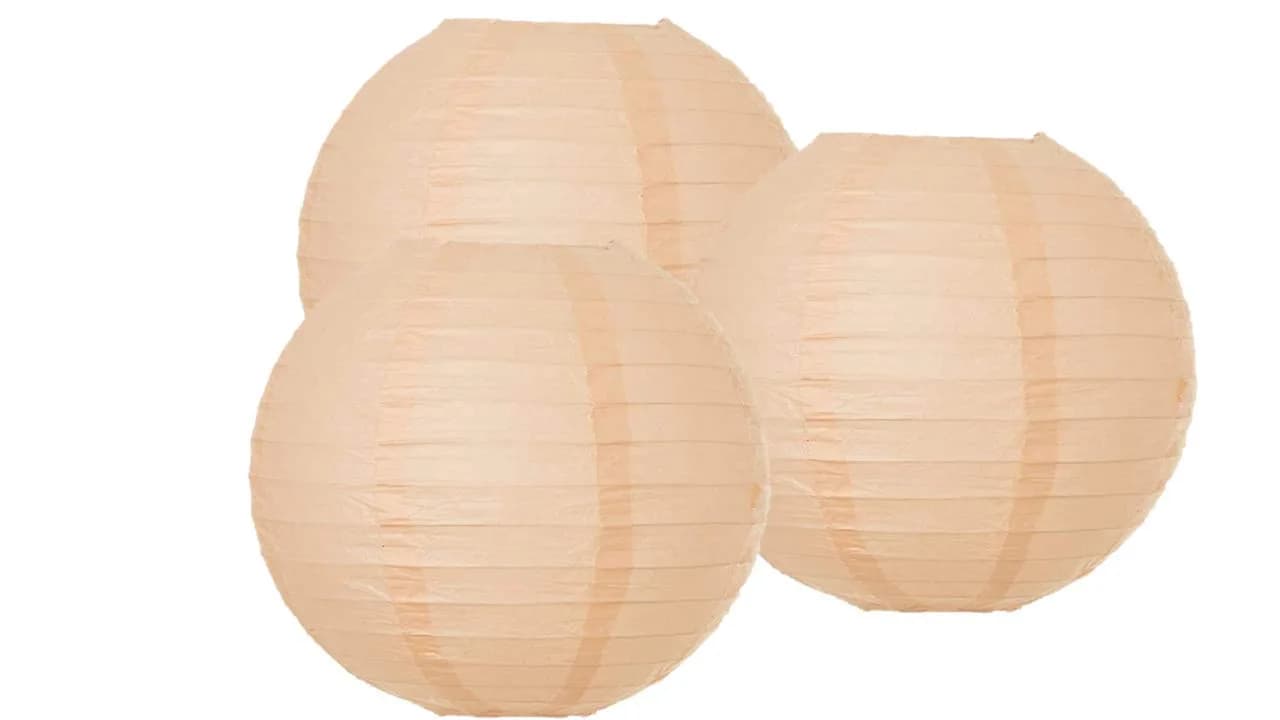 Matissa Paper Lantern Lampshade Party Decoration 25 cm (10") | Pack of 3 Peach Spherical