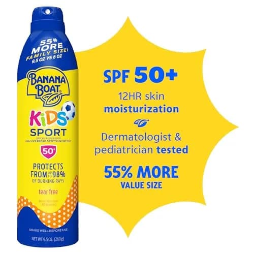 Banana Boat Sport Kids Sunscreen Spray SPF 50+ 269ml (9.5 Fl Oz) | Water Resistant 80 Min thumbnail 2