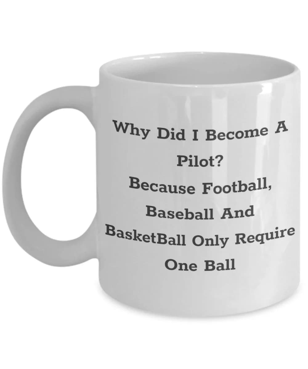 CuteNation White 355ml (12 Fl Oz) Ceramic Mug | Funny Pilot Gift Idea — White