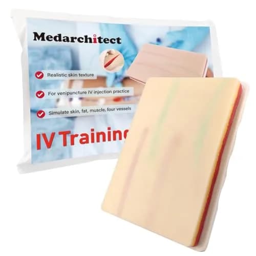 Medarchitect Venipuncture IV Injection Training Pad Model with 4 Veins Imbedded and 3 Skin Layers for Medical Students Doctors Nurses Practice | Realistic & Portable thumbnail 1