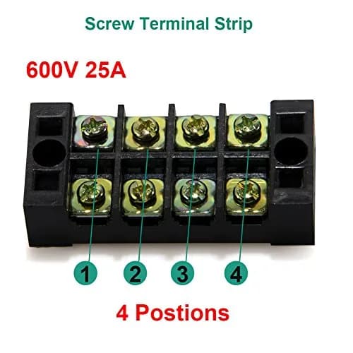 MILAPEAK Terminal Block 4 Circuits 600V 25A Dual Row Screw Strip | Safe, Neat Wiring thumbnail 4