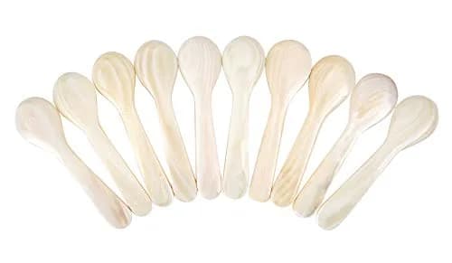DUEBEL Set of 10 White Mother of Pearl Caviar Spoons for Caviar, Egg, Icecream, Coffee Serving (White, 9x2.4cm) | Natural Pearl Elegance thumbnail 1