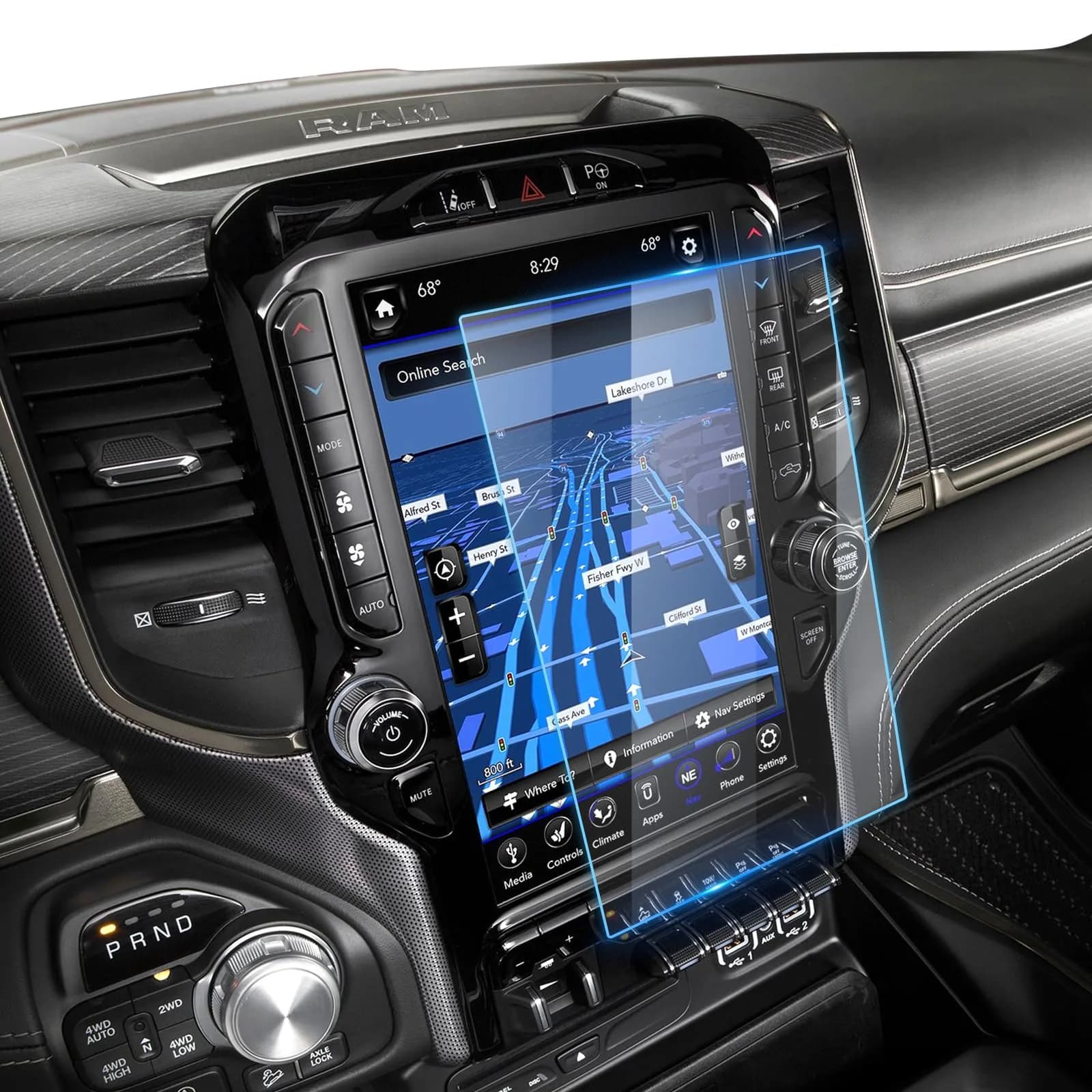LFOTPP 12-inch Uconnect Screen Protector for Ram 1500/2500/3500 2019-2026 | 9H Tempered Glass for Laramie/Rebel/Limited/TRX — 15)RAM 12 INCH