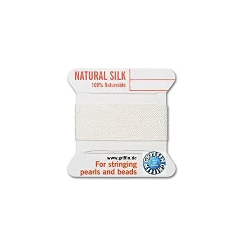 Griffin Natural Silk Bead Cord Size #6 White 2m (6.56 ft) | Made in Germany thumbnail 1