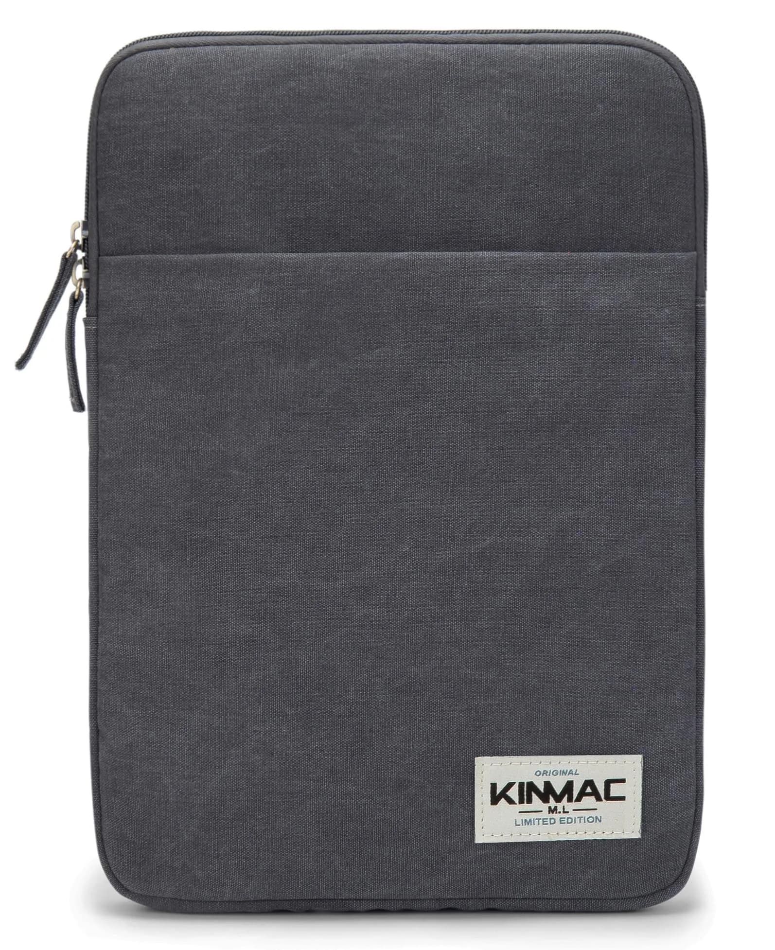 Kinmac 360° Protective Laptop Sleeve Case for 15.6-16 inch Laptops | Vertical Grey Design with Pocket — Grey
