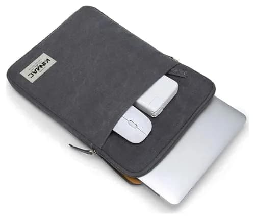 Kinmac 360° Protective Laptop Sleeve Case for 15.6-16 inch Laptops | Vertical Grey Design with Pocket thumbnail 4