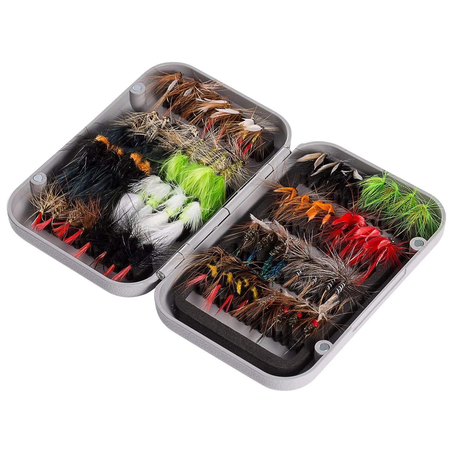 BASSDASH 64 pcs Fly Fishing Assorted Flies Kit with Magnetic Fly Box | Trout & Panfish Lures — 64 pcs assorted flies kit with magnetic fly box