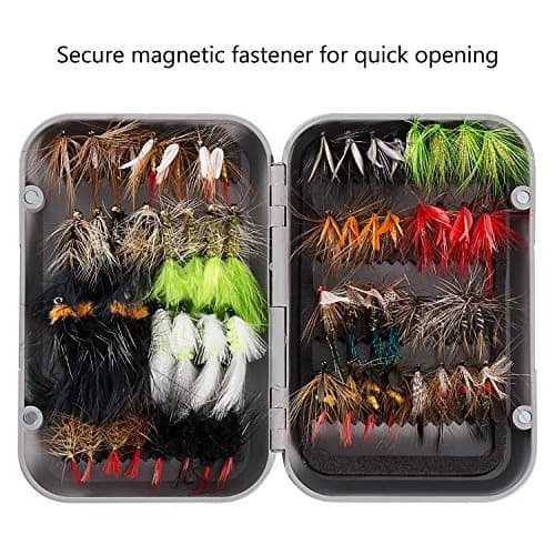 BASSDASH 64 pcs Fly Fishing Assorted Flies Kit with Magnetic Fly Box | Trout & Panfish Lures thumbnail 5