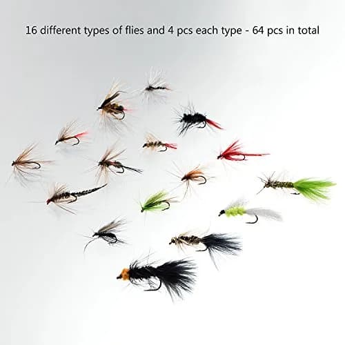 BASSDASH 64 pcs Fly Fishing Assorted Flies Kit with Magnetic Fly Box | Trout & Panfish Lures thumbnail 2