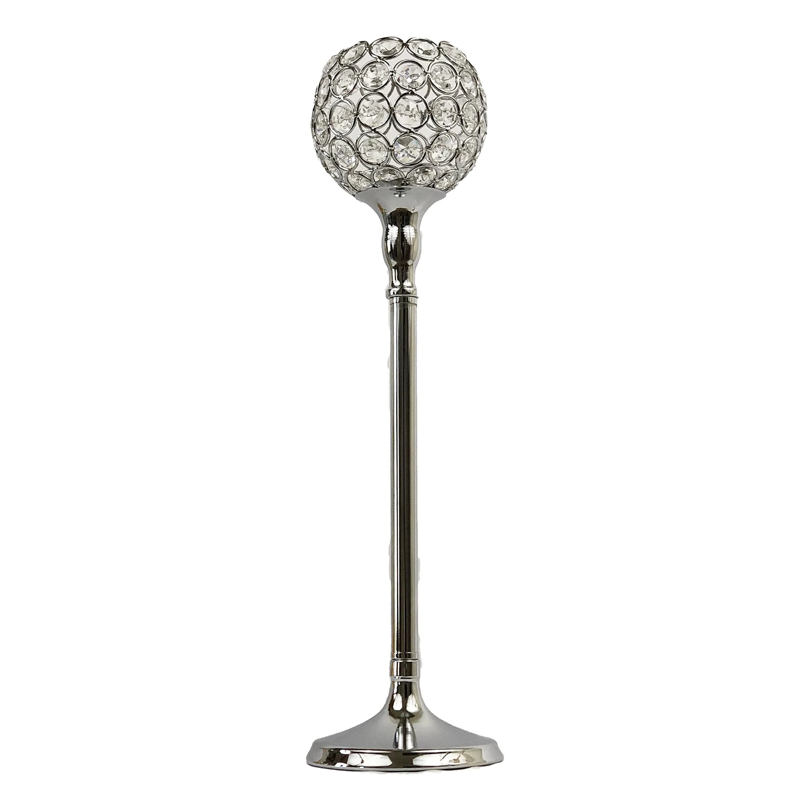 allgala 16 inch Crystal Bowl Tealight Votive Candle Holder Silver | Elegant Centerpiece for Dining Tables & Events - main product image