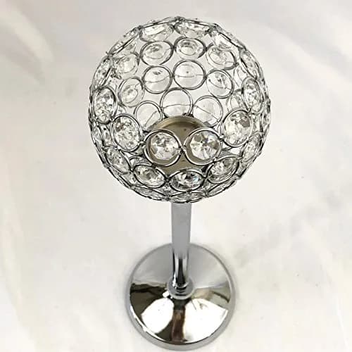 allgala 16 inch Crystal Bowl Tealight Votive Candle Holder Silver | Elegant Centerpiece for Dining Tables & Events thumbnail 4