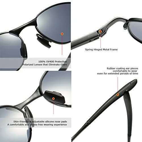 ZHILE Black Polarized Wrap Sunglasses 53mm (1.77 in) | UV400 Protection for Small Faces thumbnail 5