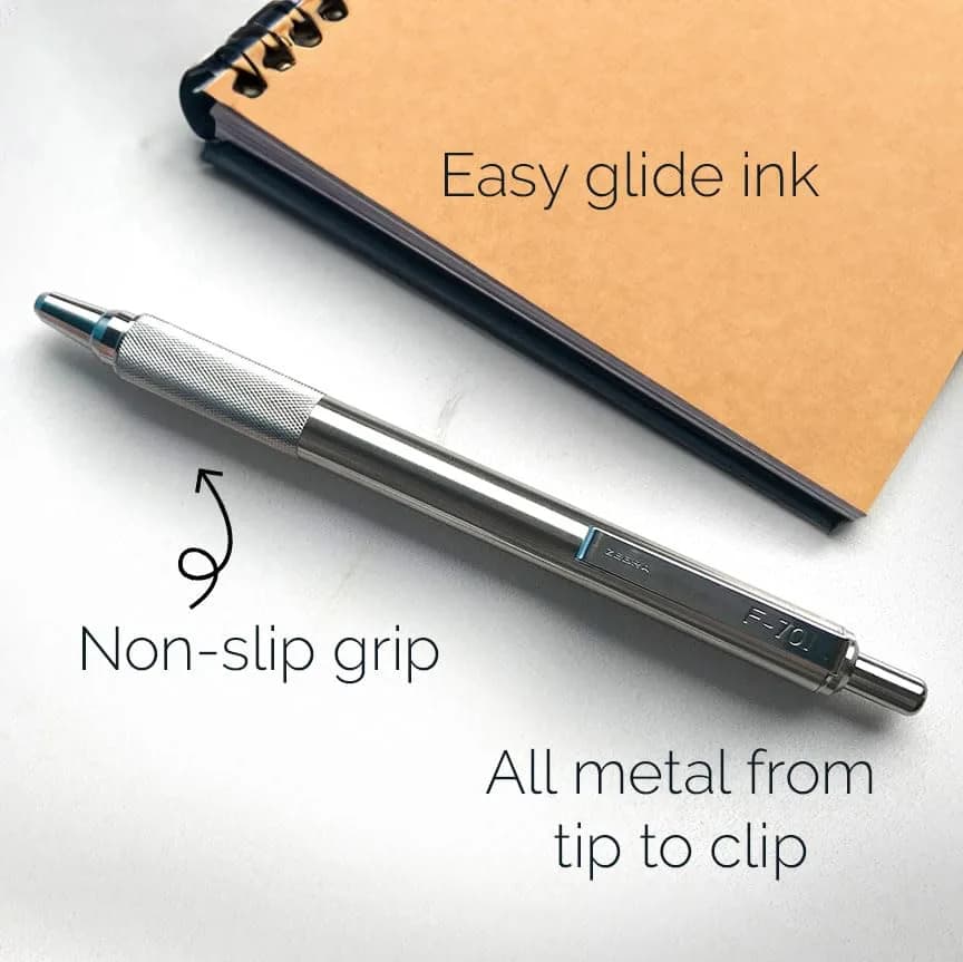 Zebra Pen STEEL F-701 Retractable Ballpoint Pen, Black Ink, 0.8mm, 4-Pack - view 4
