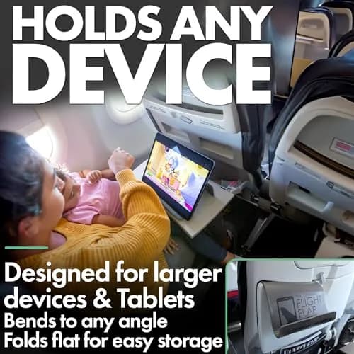 Flight Flap Airplane Tablet Holder, Extra Large, Gray | Flexible Folding Stand for Travel & Desk thumbnail 4