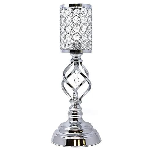 allgala 14" Crystal Cylinder Tealight Candle Holder-Silver | Elegant Decor for Special Occasions thumbnail 1