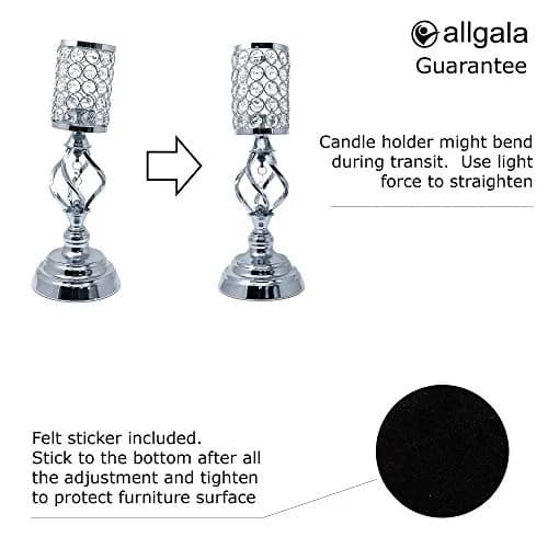allgala 14" Crystal Cylinder Tealight Candle Holder-Silver | Elegant Decor for Special Occasions thumbnail 5