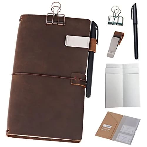 newestor Refillable Leather Journal Travelers Notebook 8.5 x 4.5 in (21.6 x 11.4 cm) | Handcrafted Artistry for Daily Use thumbnail 1
