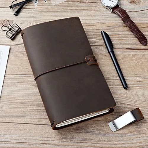 newestor Refillable Leather Journal Travelers Notebook 8.5 x 4.5 in (21.6 x 11.4 cm) | Handcrafted Artistry for Daily Use thumbnail 4