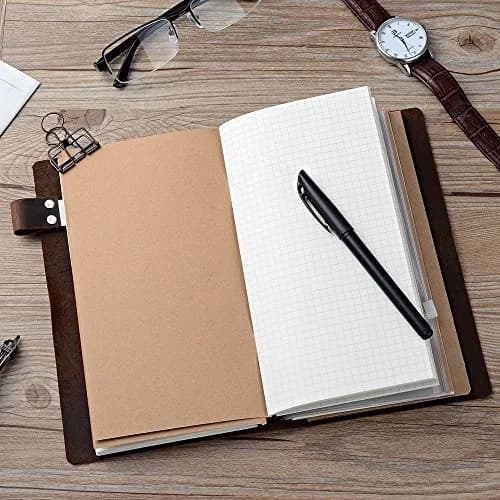 newestor Refillable Leather Journal Travelers Notebook 8.5 x 4.5 in (21.6 x 11.4 cm) | Handcrafted Artistry for Daily Use thumbnail 5
