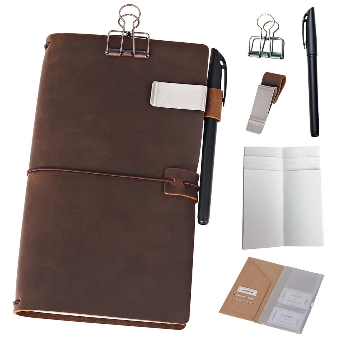 newestor Refillable Leather Journal Travelers Notebook 8.5 x 4.5 in (21.6 x 11.4 cm) | Handcrafted Artistry for Daily Use - main product image