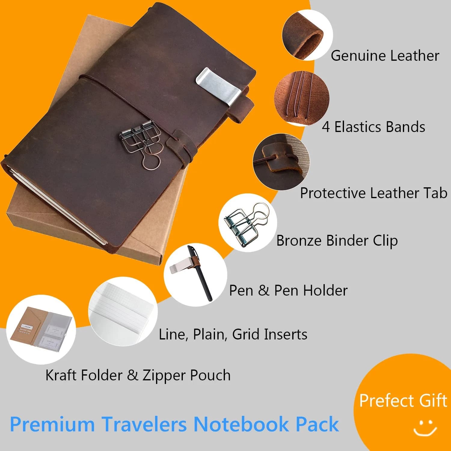 newestor Refillable Leather Journal Travelers Notebook 8.5 x 4.5 in (21.6 x 11.4 cm) | Handcrafted Artistry for Daily Use - view 2