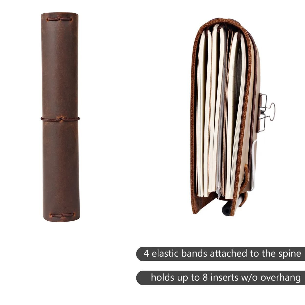 newestor Refillable Leather Journal Travelers Notebook 8.5 x 4.5 in (21.6 x 11.4 cm) | Handcrafted Artistry for Daily Use - view 3