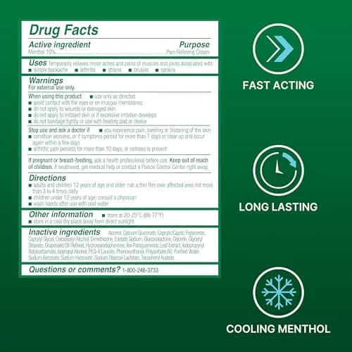 Biofreeze Cooling Menthol Pain Relief Cream 88.7 ml (3 Oz) | Fast-Acting Topical Analgesic for Muscle & Joint Pain thumbnail 4