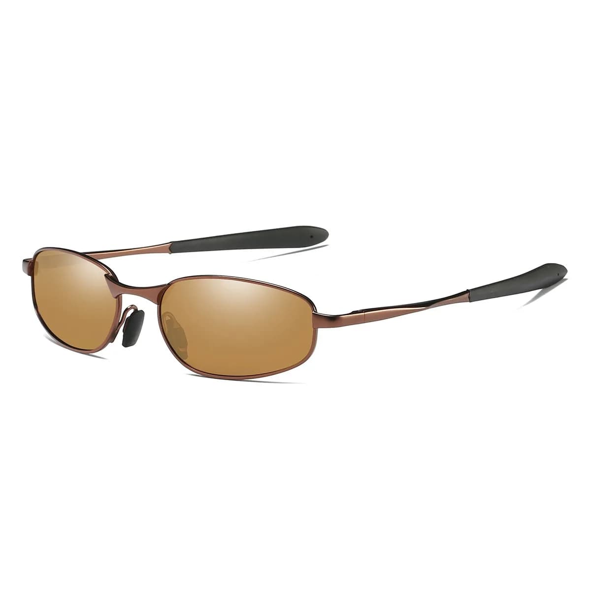 ZHILE Black Polarized Wrap Sunglasses 53mm (1.77 in) | UV400 Protection for Small Faces — Brown