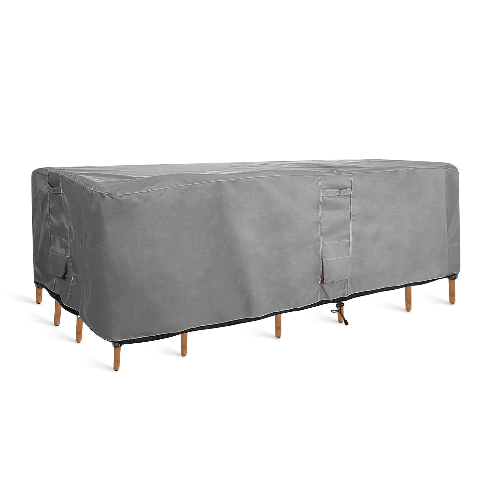 KHOMO GEAR Patio Table and Chair Set Cover - Heavy Duty, Water Resistant 108"L x 82"W x 25"H — Grey